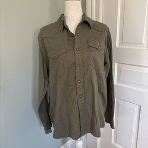 Wrangler Men's Retro Premium Quality Green Soft Button Down Shirt Medium